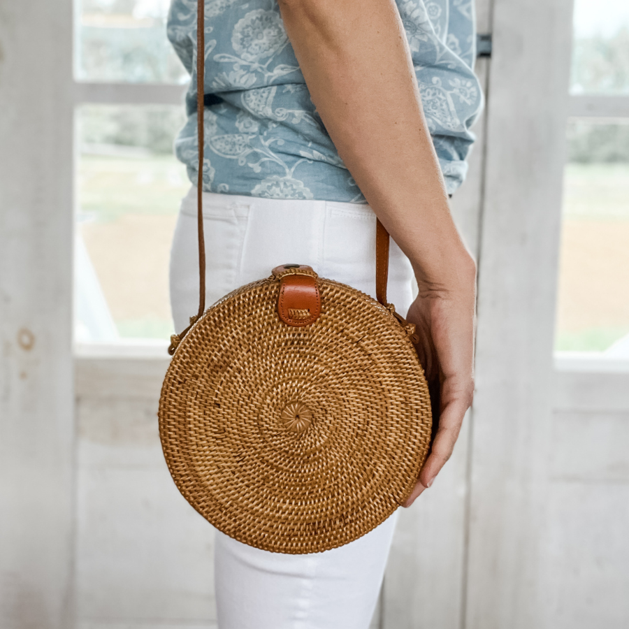 Round Rattan Crossbody Bag offers