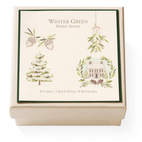 Winter Green Holiday Gift Enclosure Cards