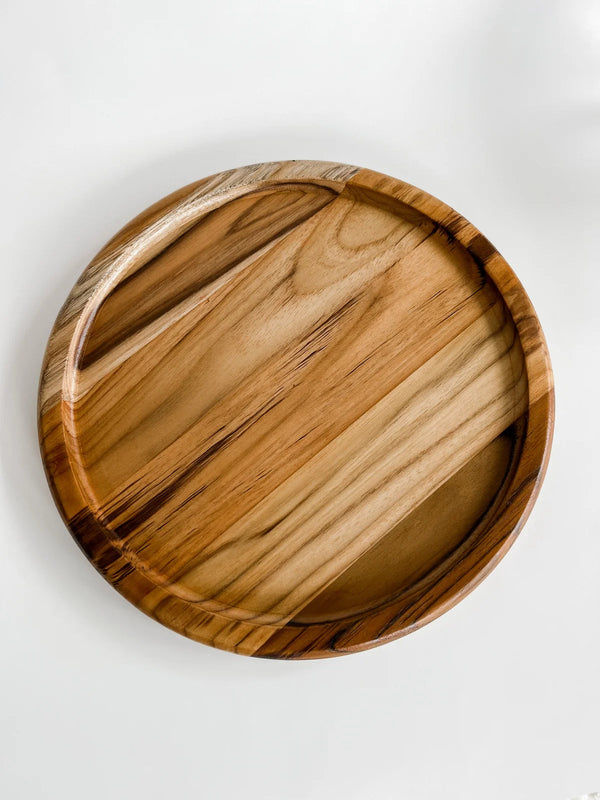 Round Teak Wood Tray